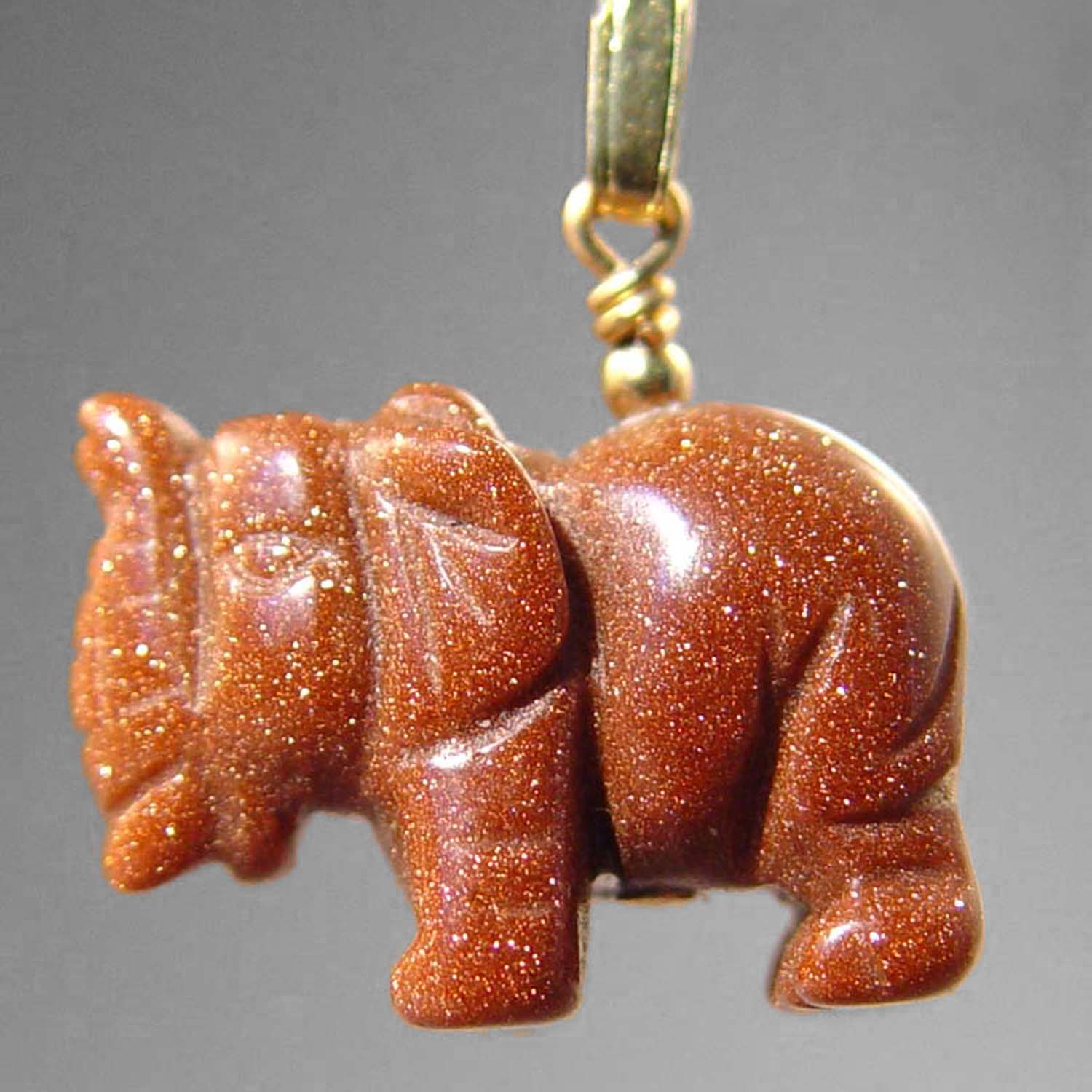 Goldstone Elephant Pendant