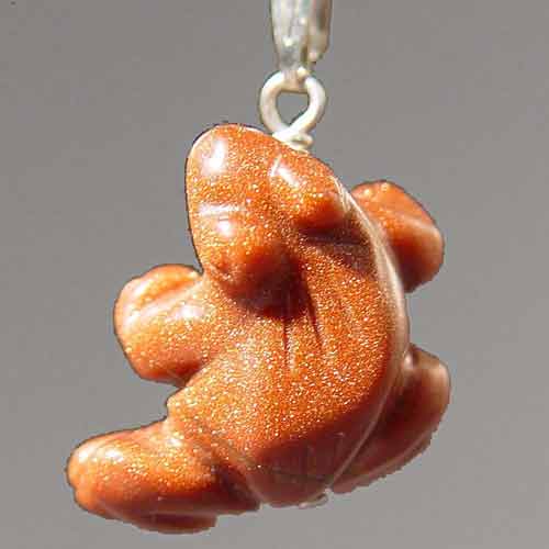 Goldstone Frog Pendant