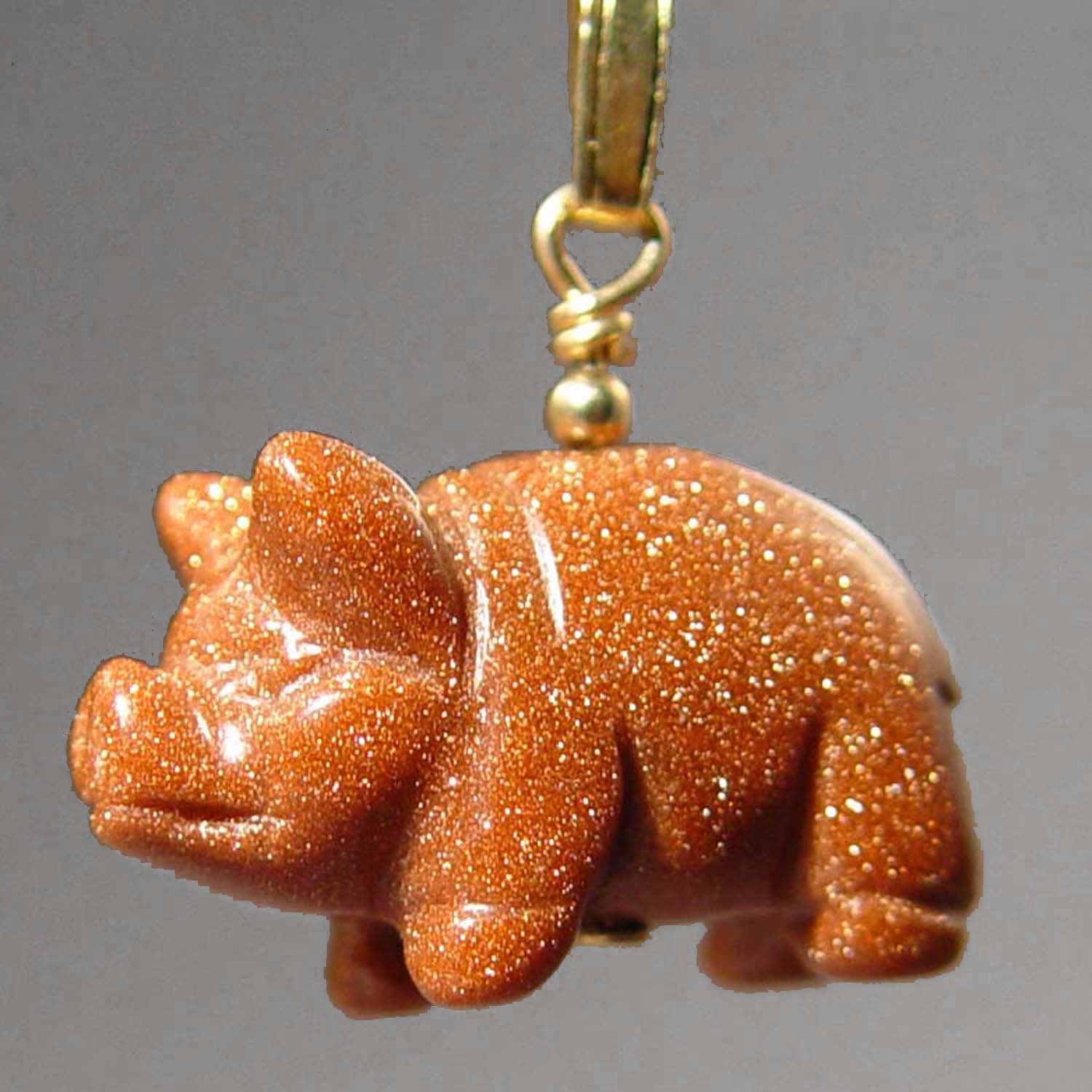 Goldstone Pig Pendant
