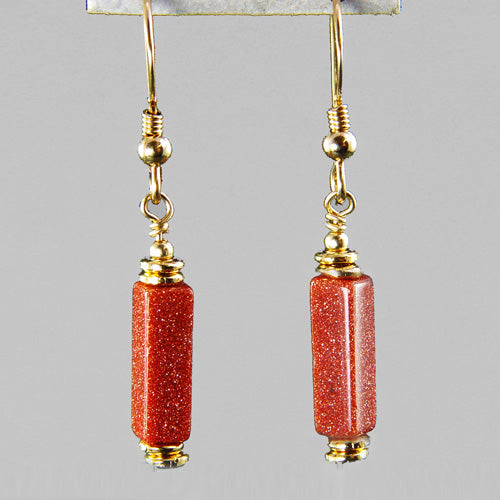 Goldstone Rectangle Earrings