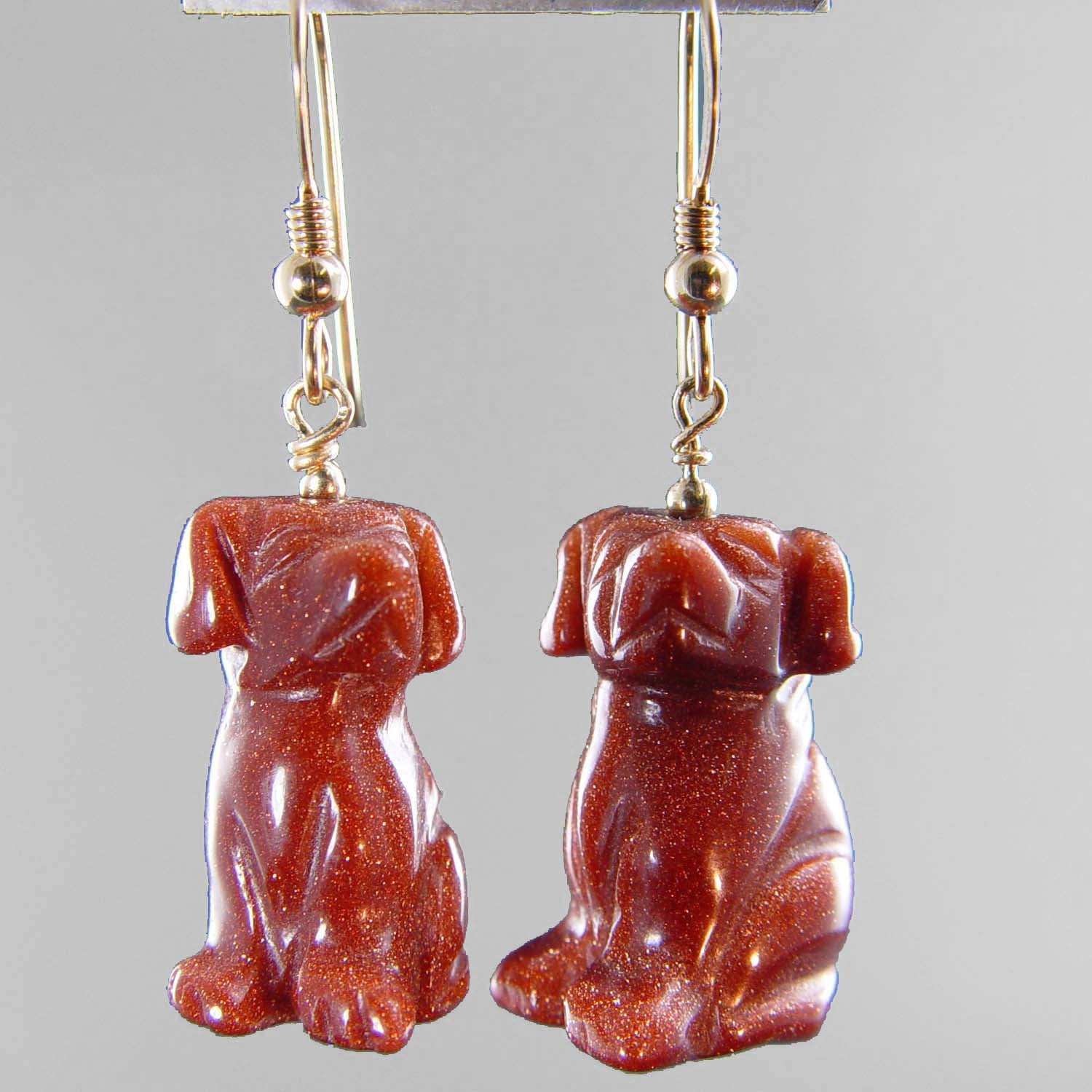 Goldstone Dog Earrings