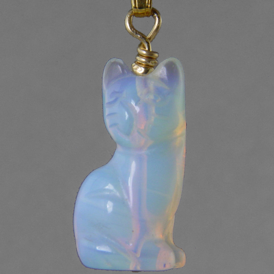 Sea Opal Cat Pendant