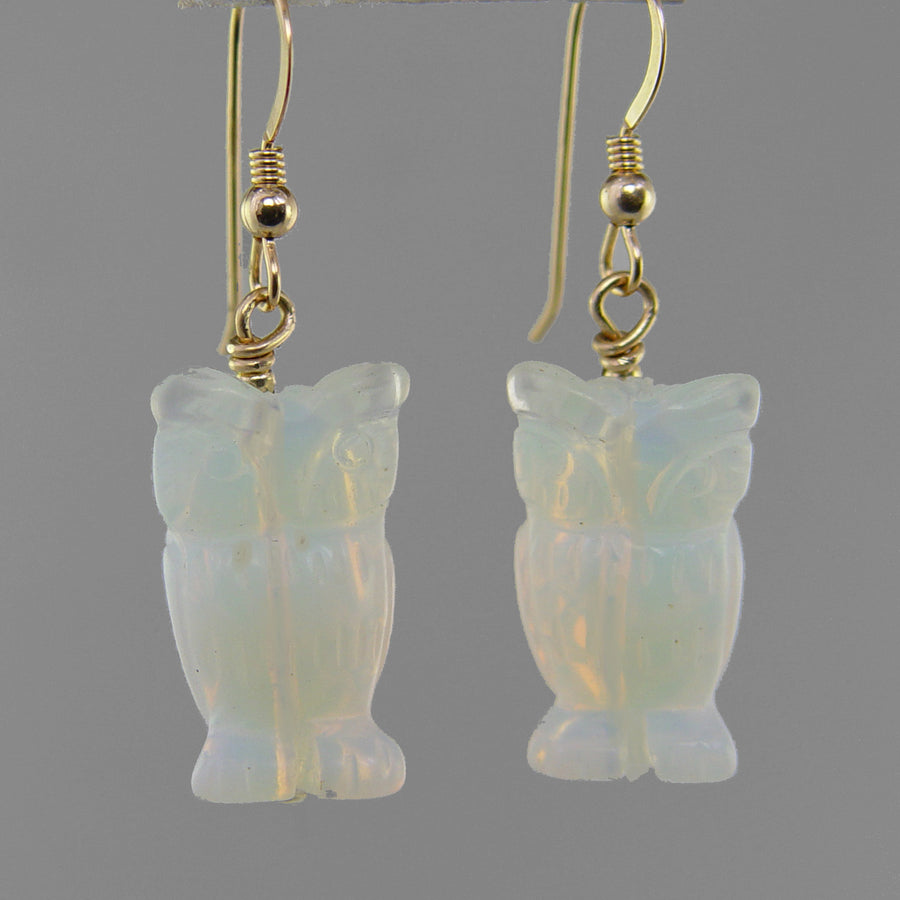 Sea Opal Owl Earrings