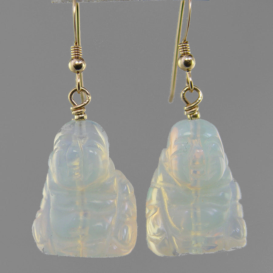 Sea Opal Buddha Earrings
