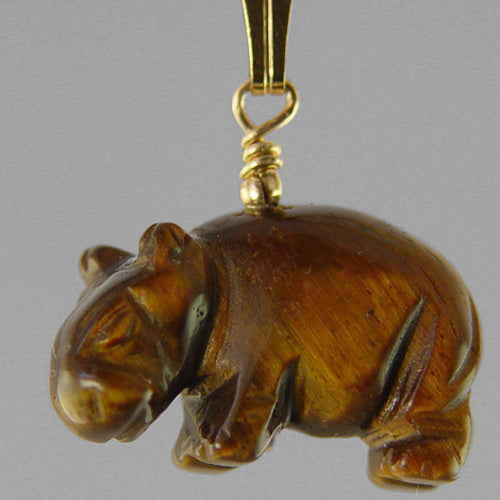 Tigereye Hippo Pendant