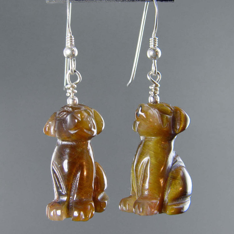 Tigereye Dog Earrings