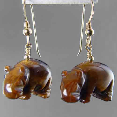 Tigereye Hippo Earrings
