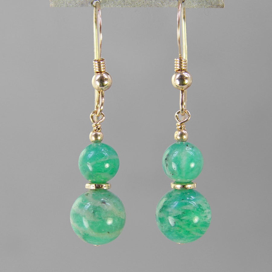 Hand crafted amazonite earrings from Northern Lights Gemstones. Amazonite is a natural stone that looks similar to turquoise.