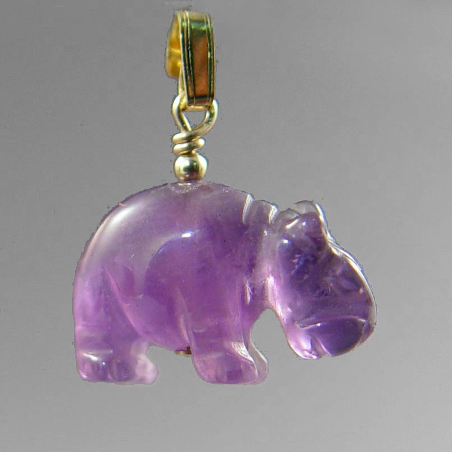 Amethyst Hippo Pendant