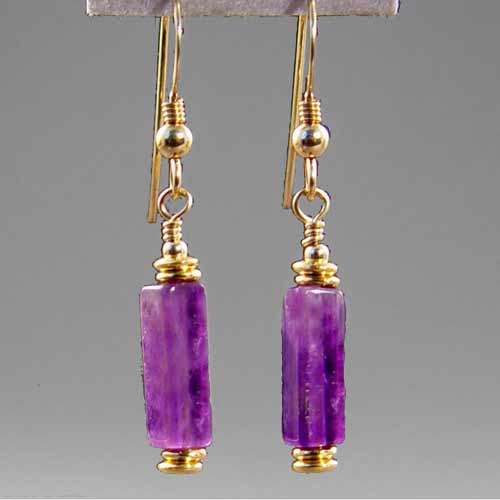 Amethyst Rectangle Earrings