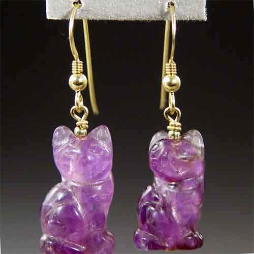 Amethyst Cat Earrings