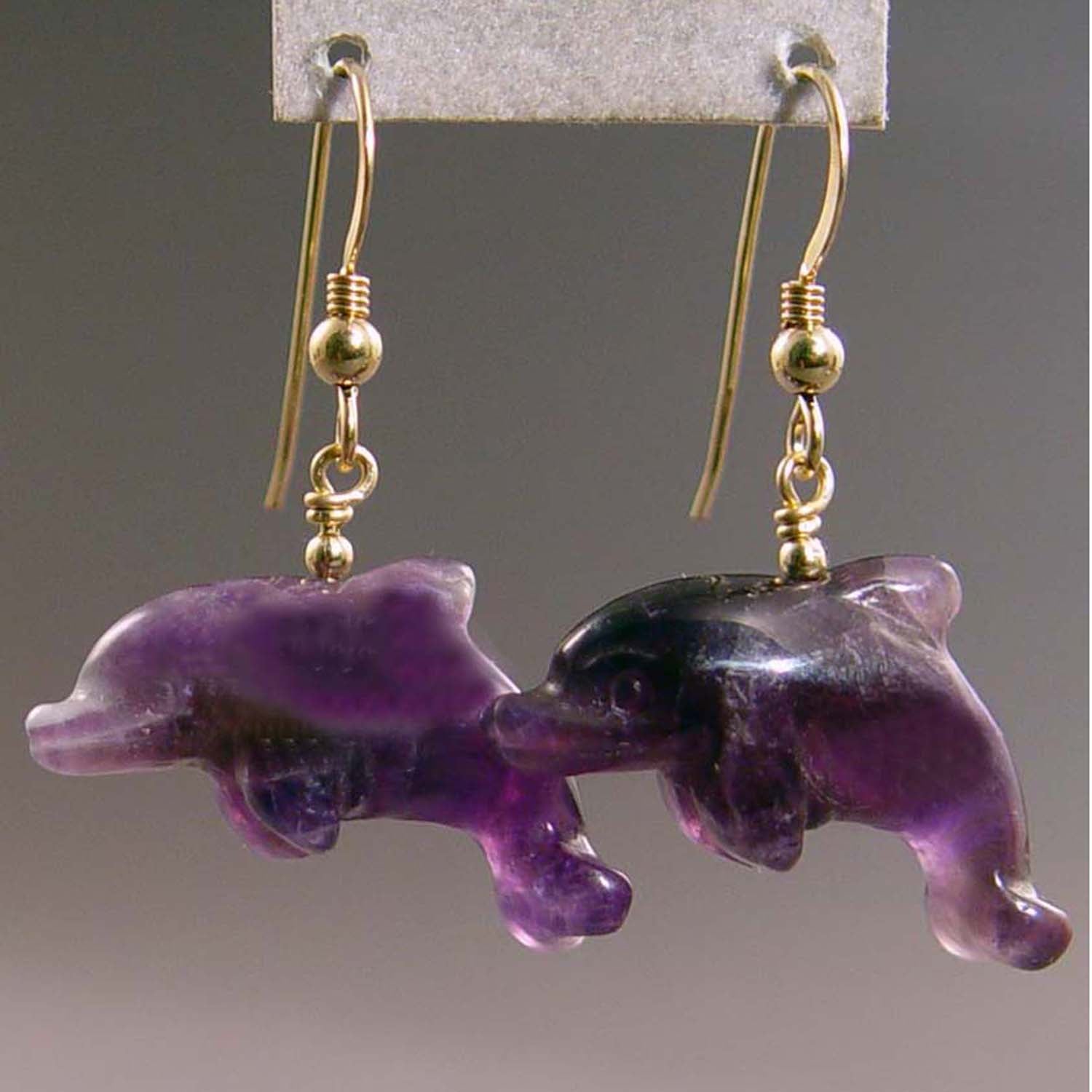 Amethyst Dolphin Earrings