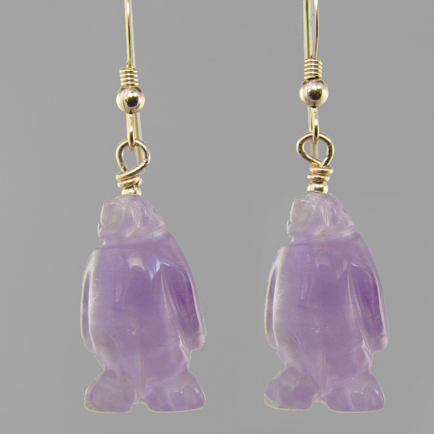 Amethyst Penguin Earrings