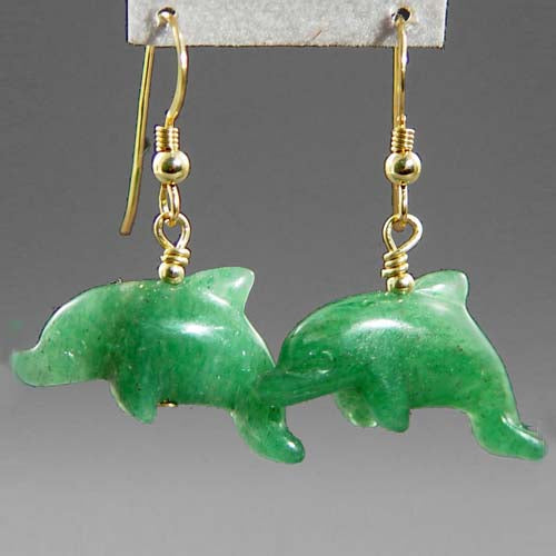 Aventurine Dolphin Earrings