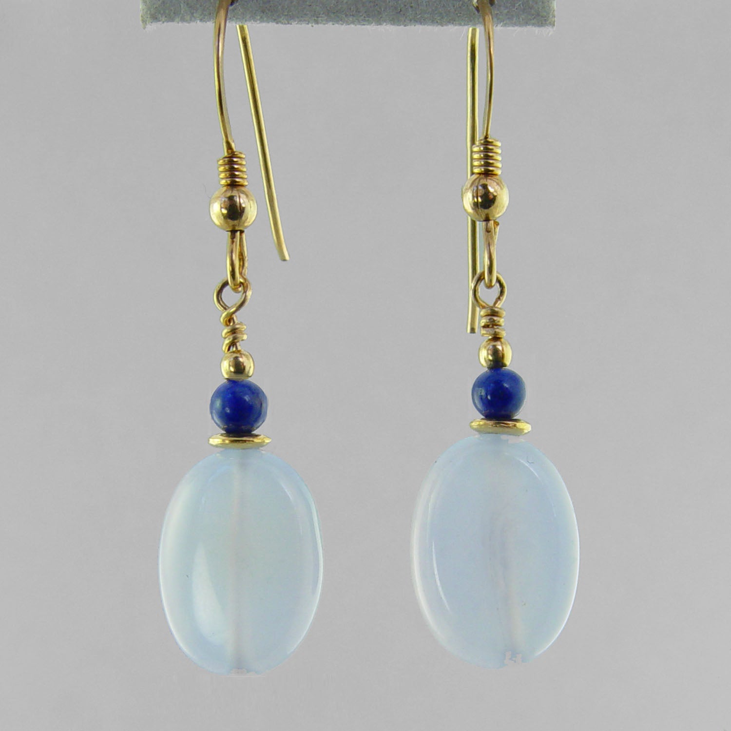 Blue Chalcedony Oval Earrings