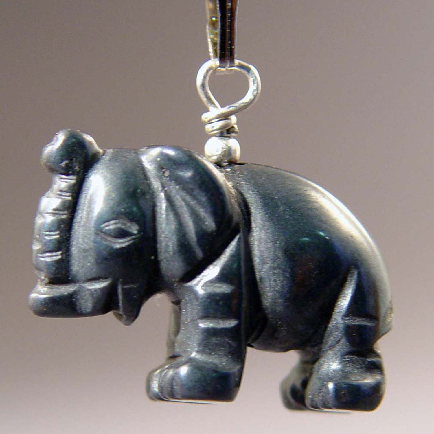 Hematite Elephant Pendant