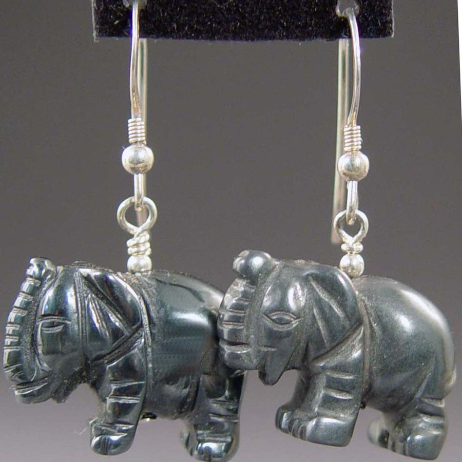 Hematite Elephant Earrings
