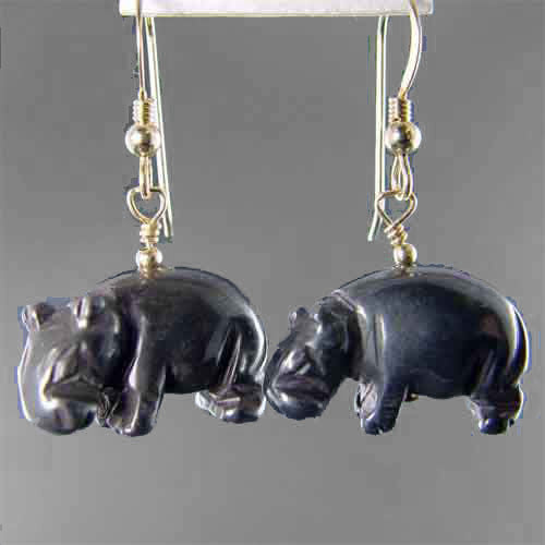 Hematite Hippo Earrings