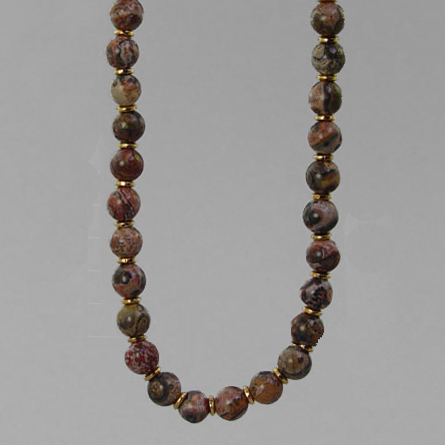 Leopardskin Jasper Classic Round Necklace