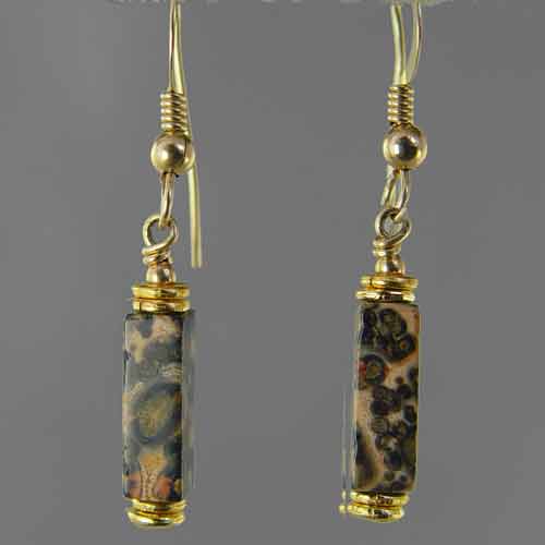 Leopardskin Jasper Rectangle Earrings