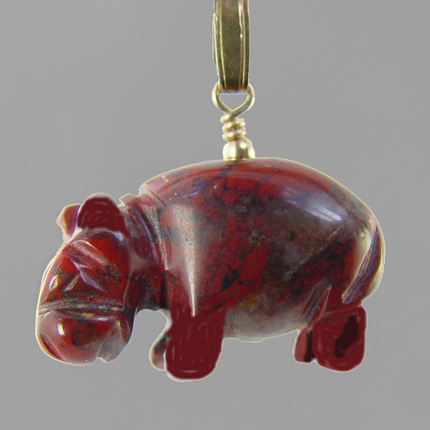 Poppy Jasper Hippo Pendant