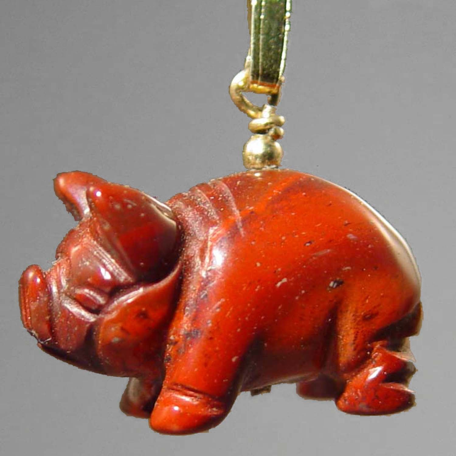 Poppy Jasper Pig Pendant