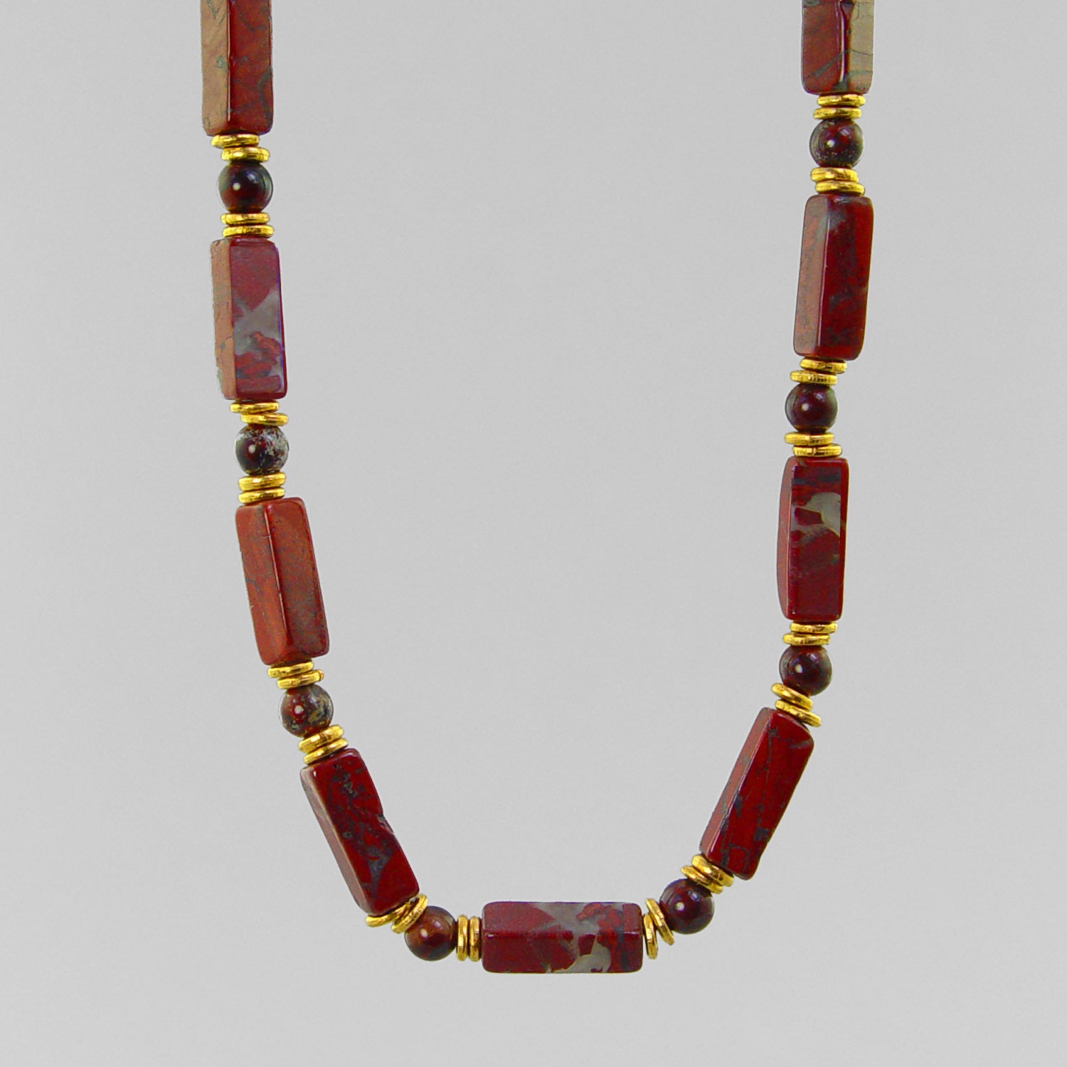 Poppy Jasper Rectangle Necklace