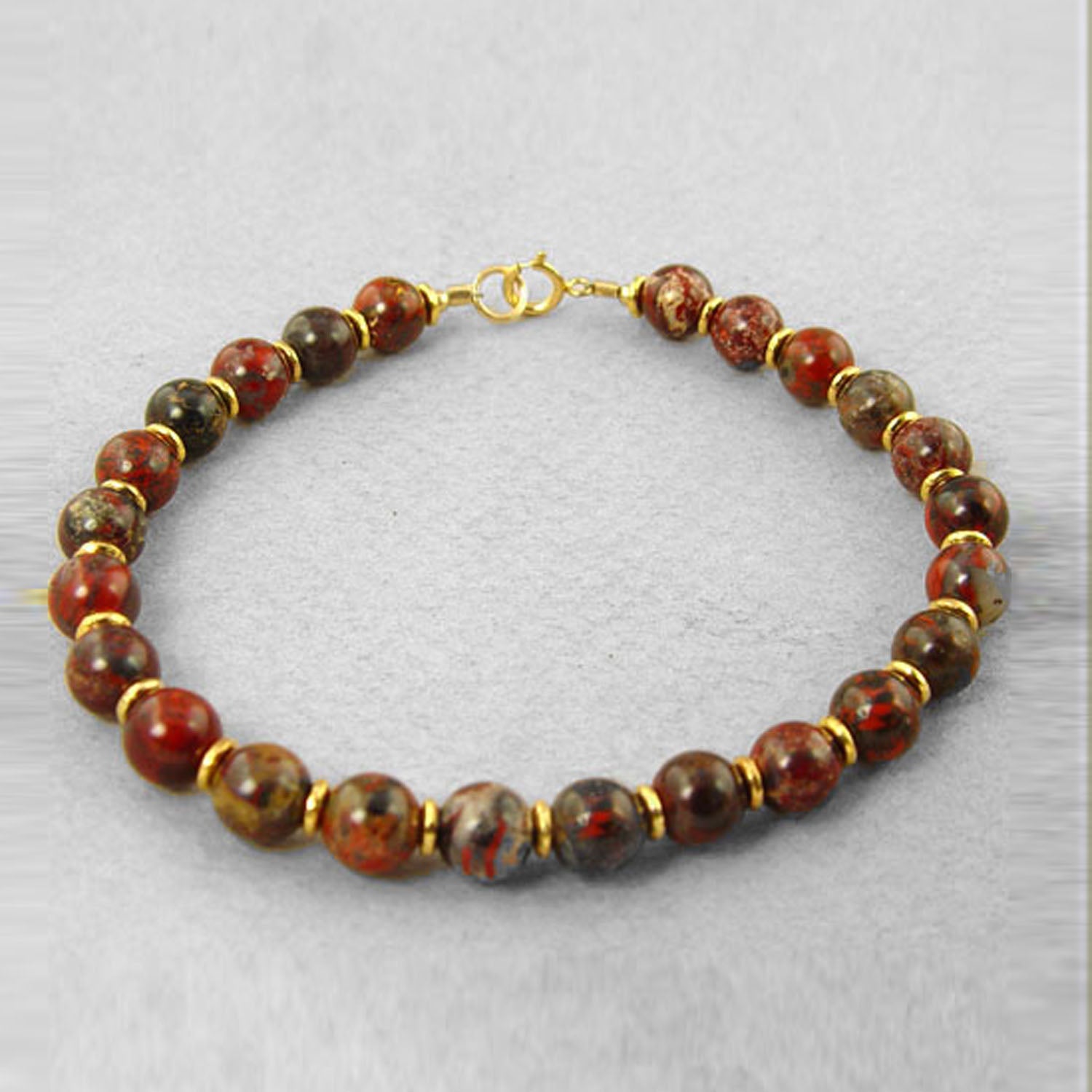 Poppy Jasper Classic Round Bracelet