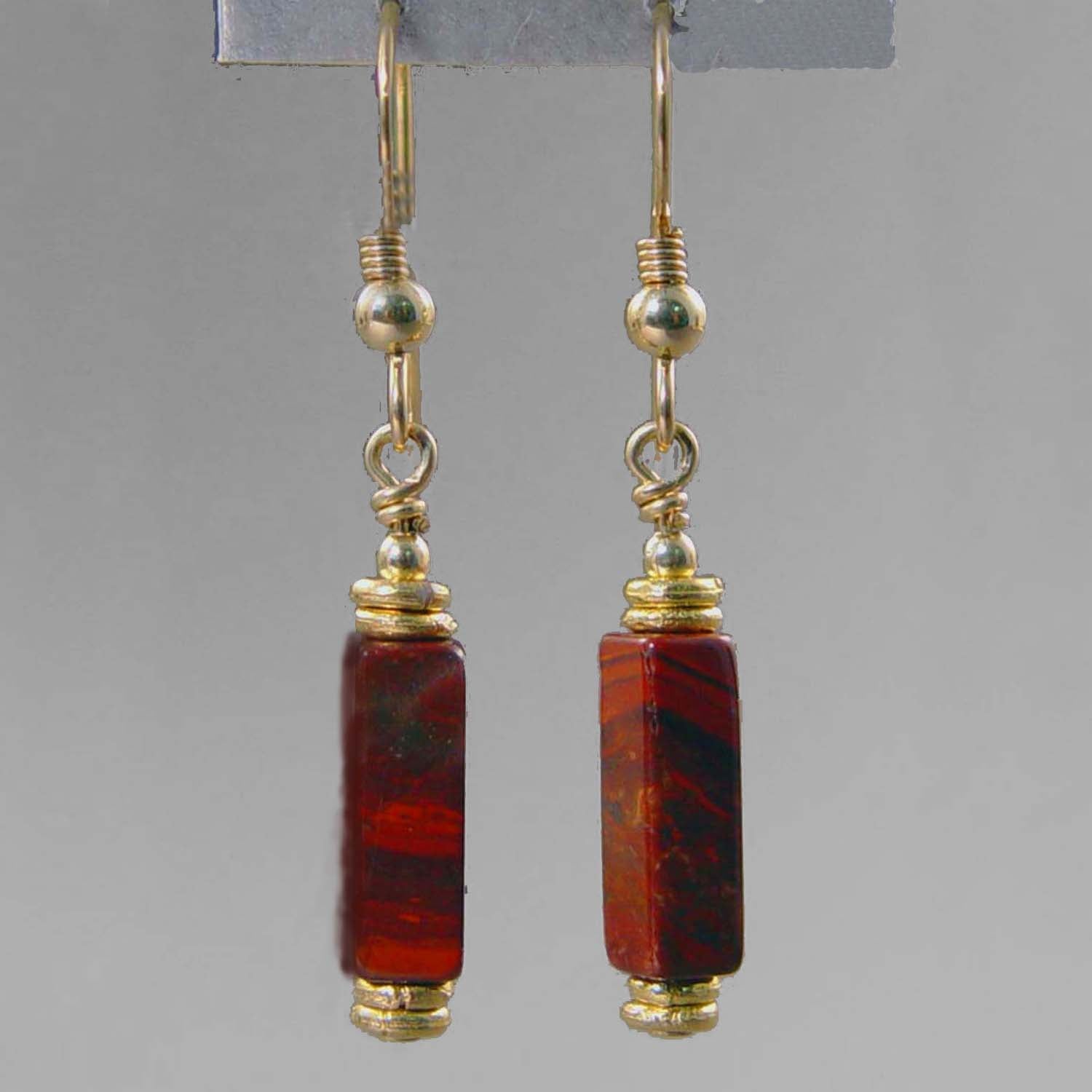 Poppy Jasper Rectangle Earrings