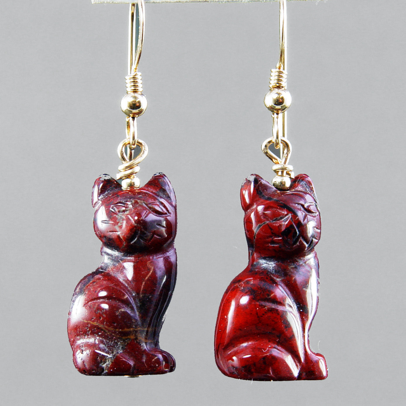 Poppy Jasper Cat Earrings