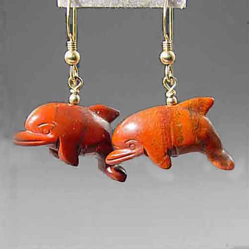 Poppy Jasper Dolphin Earrings