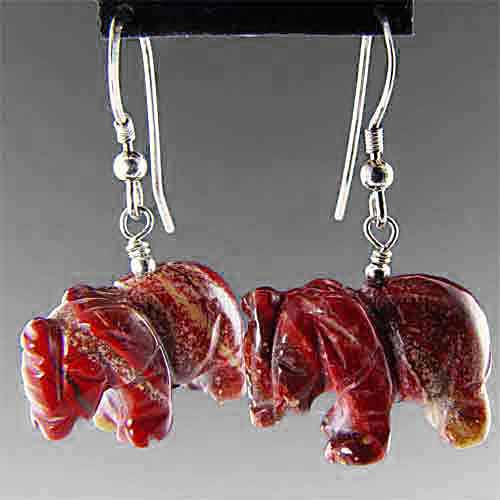 Poppy Jasper Elephant Earrings