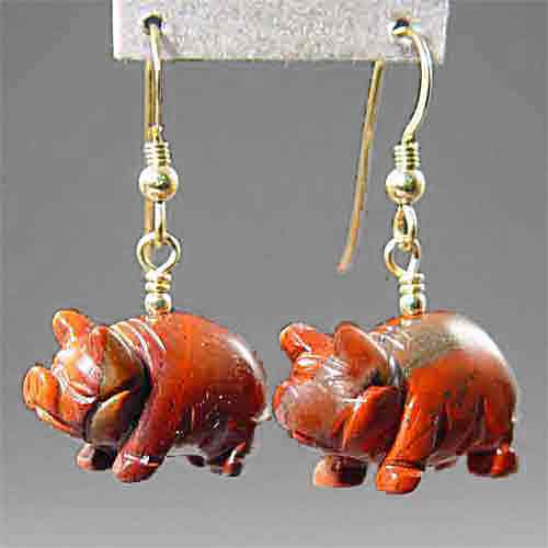 Poppy Jasper Pig Earrings