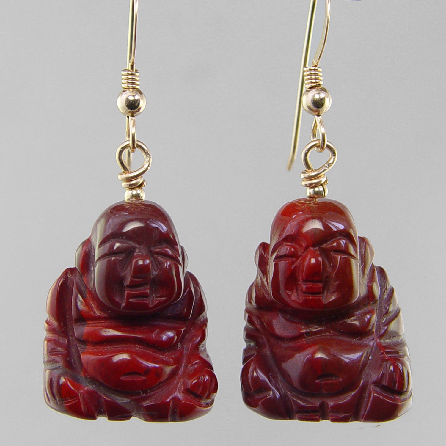 Poppy Jasper Buddha Earrings