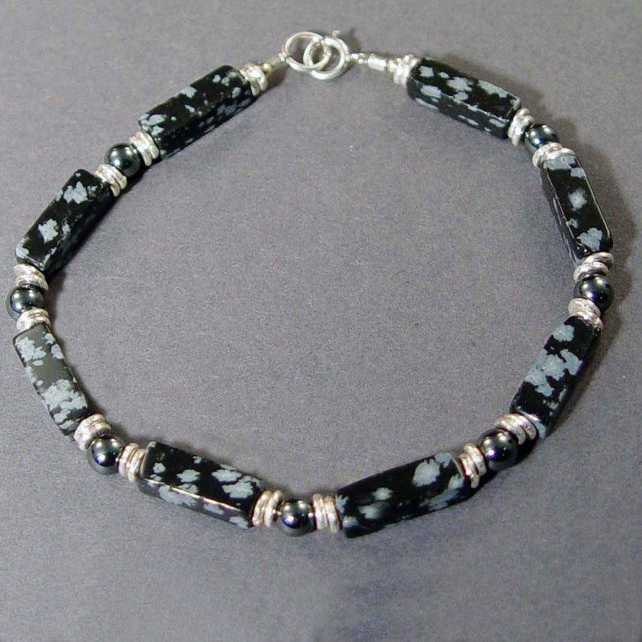 Snowflake Obsidian Rectangle Bracelet