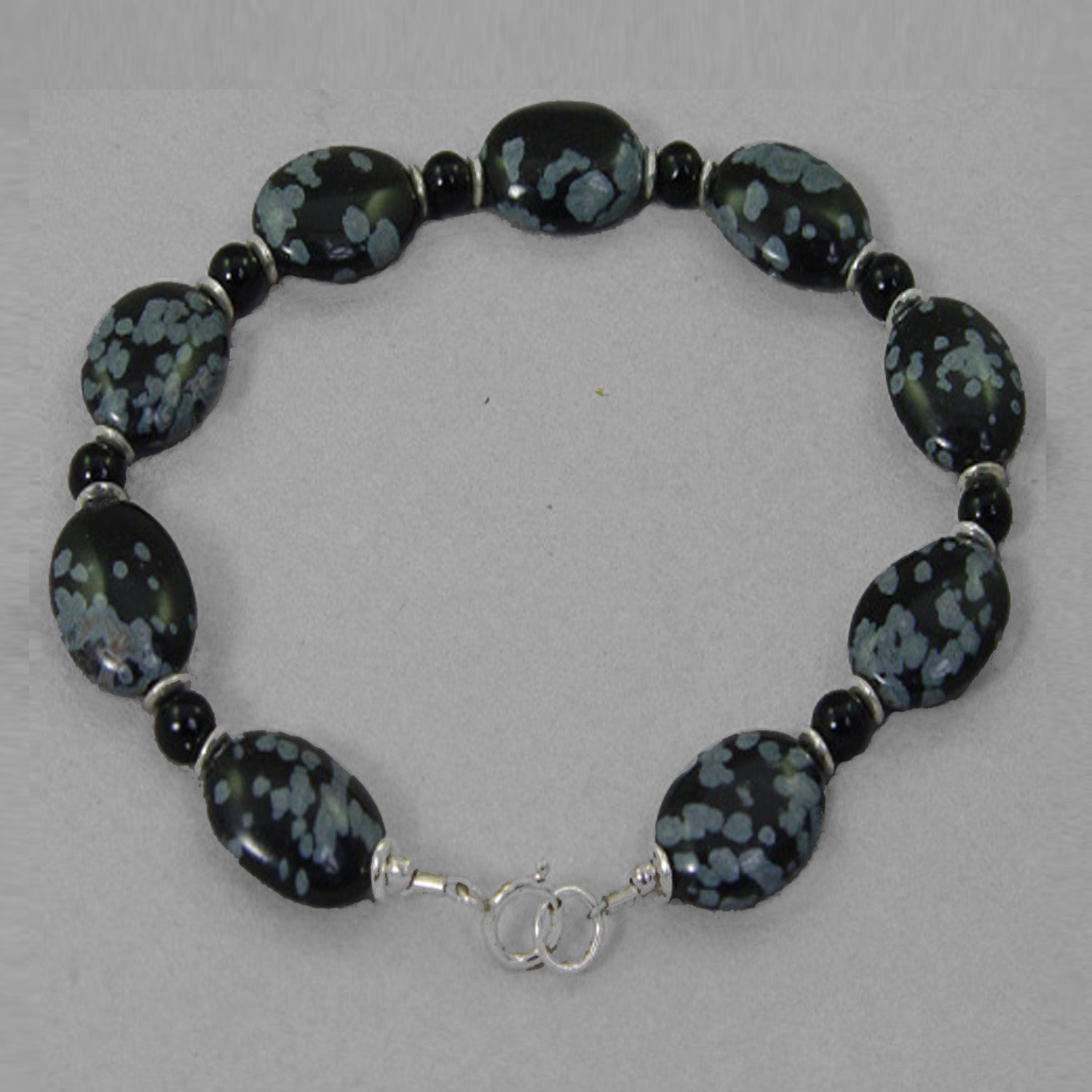 Snowflake Obsidian Oval Bracelet