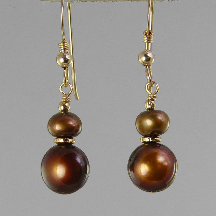 Copper Pearl Classic Drop Earrings