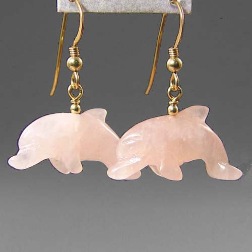 Rose Quartz Dolphin Earrings