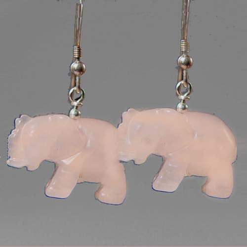 Rose Quartz Elephant Earrings
