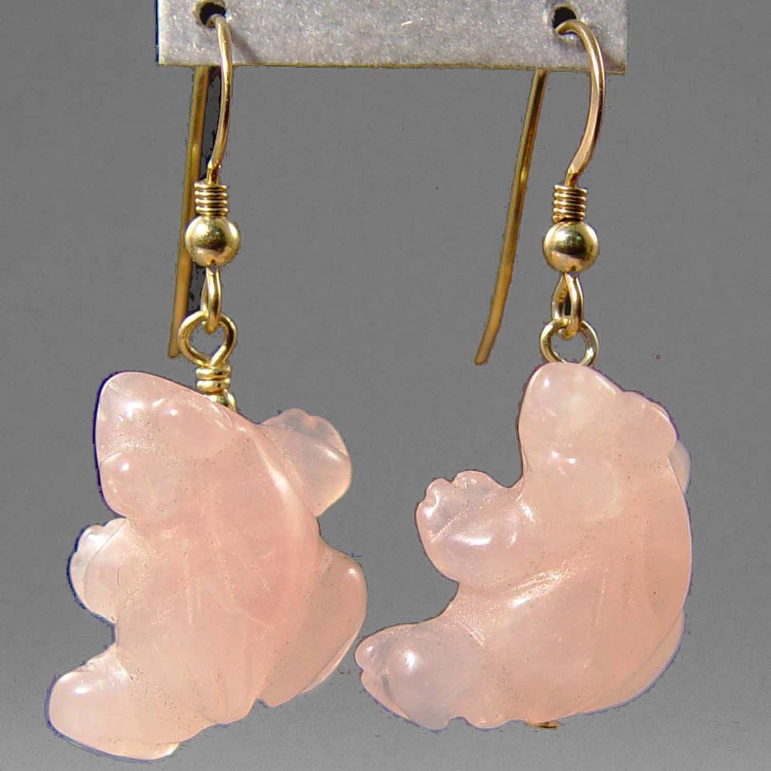 Rose Quartz Frog Earrings