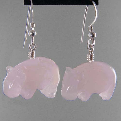 Rose Quartz Hippo Earrings