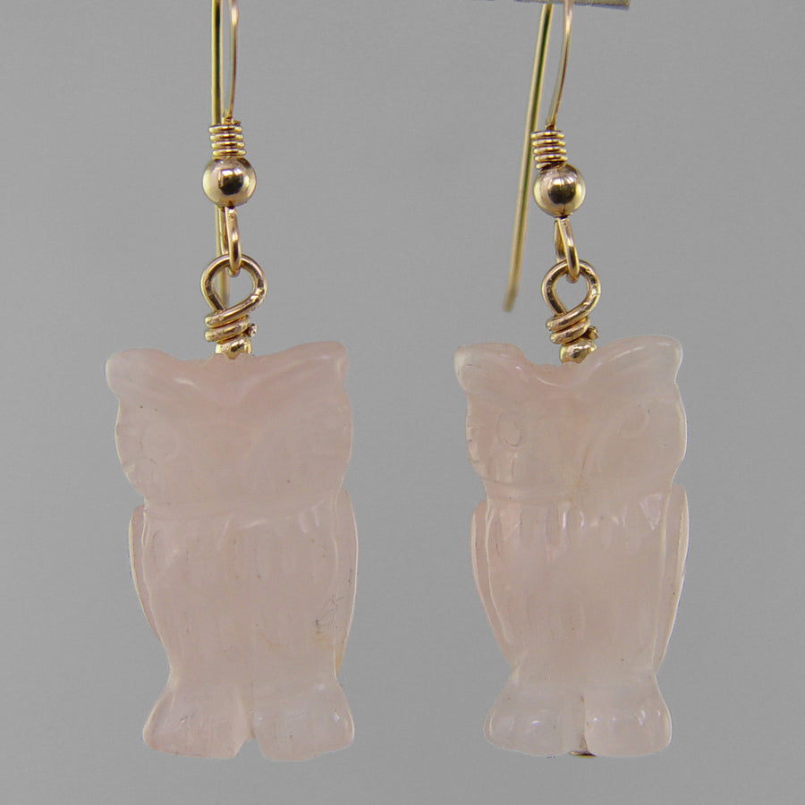 Rose Quartz Owl Earrings