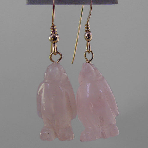 Rose Quartz Penguin Earrings