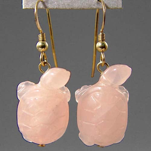 Rose Quartz Turtle Earrings