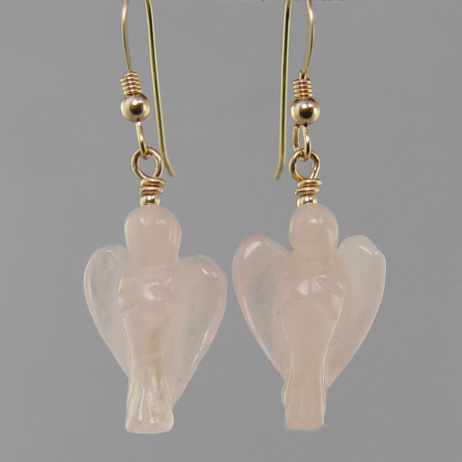 Rose Quartz Angel Earrings