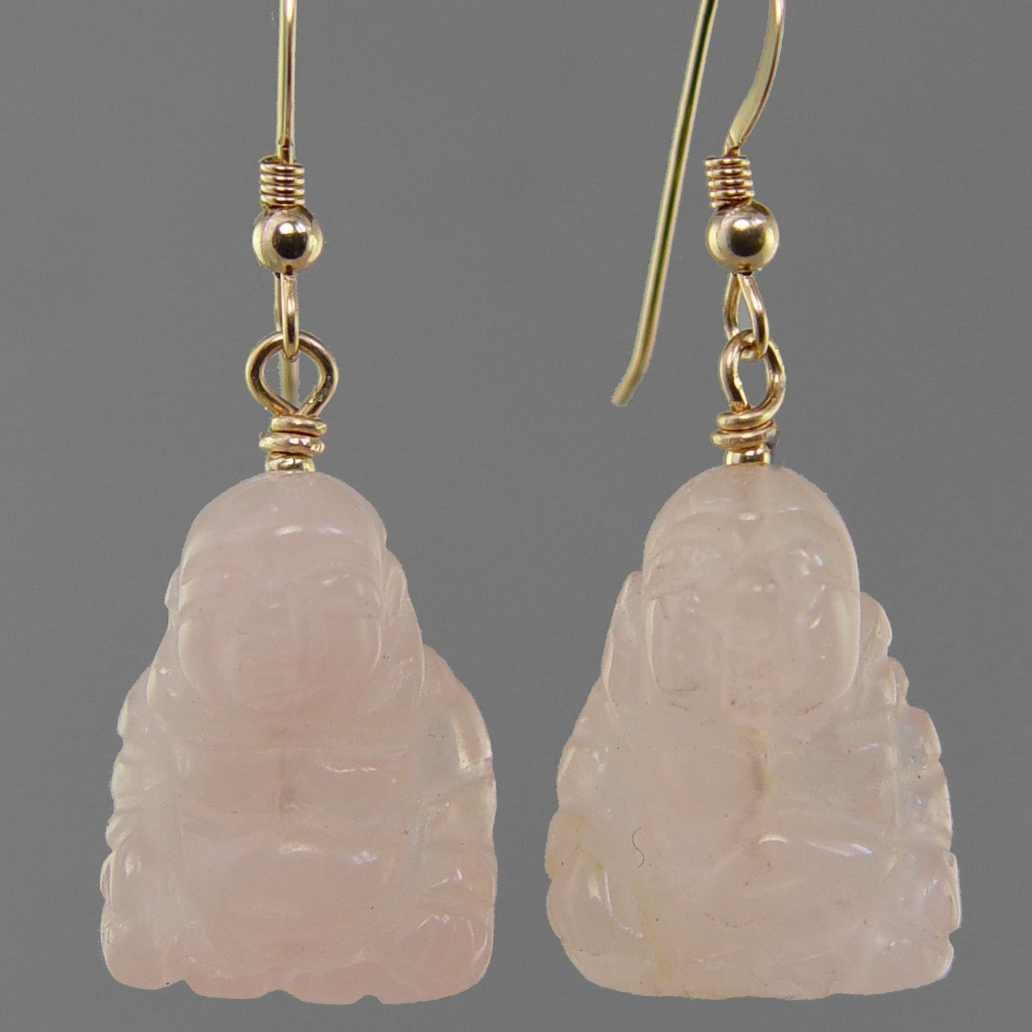 Rose Quartz Buddha Earrings