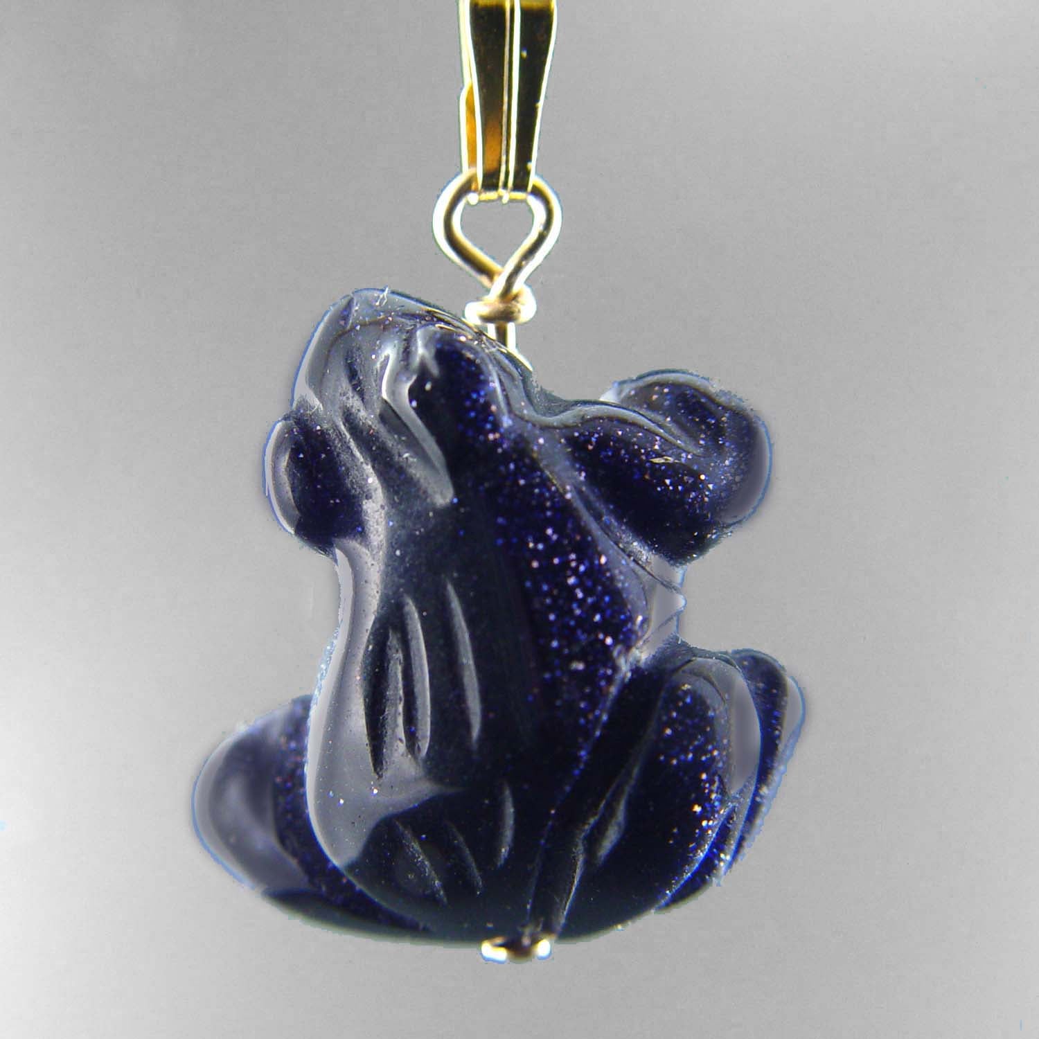 Blue Goldstone Frog Pendant