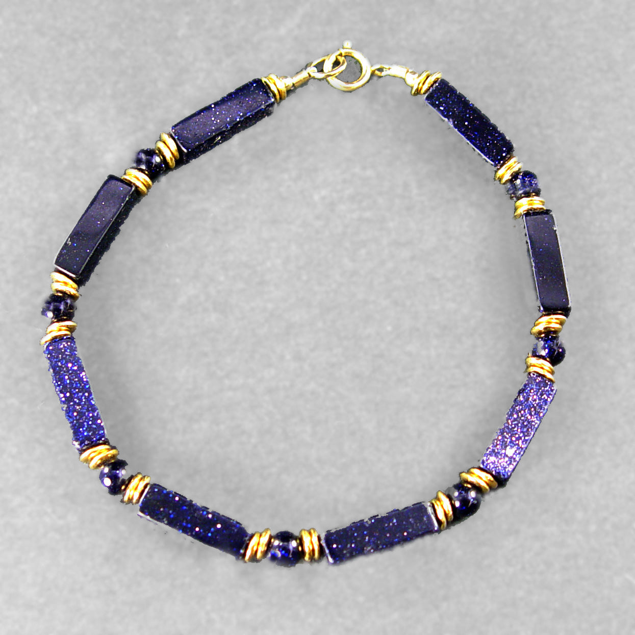 Blue Goldstone Rectangle Bracelet