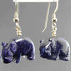 Blue Goldstone Hippo Earrings