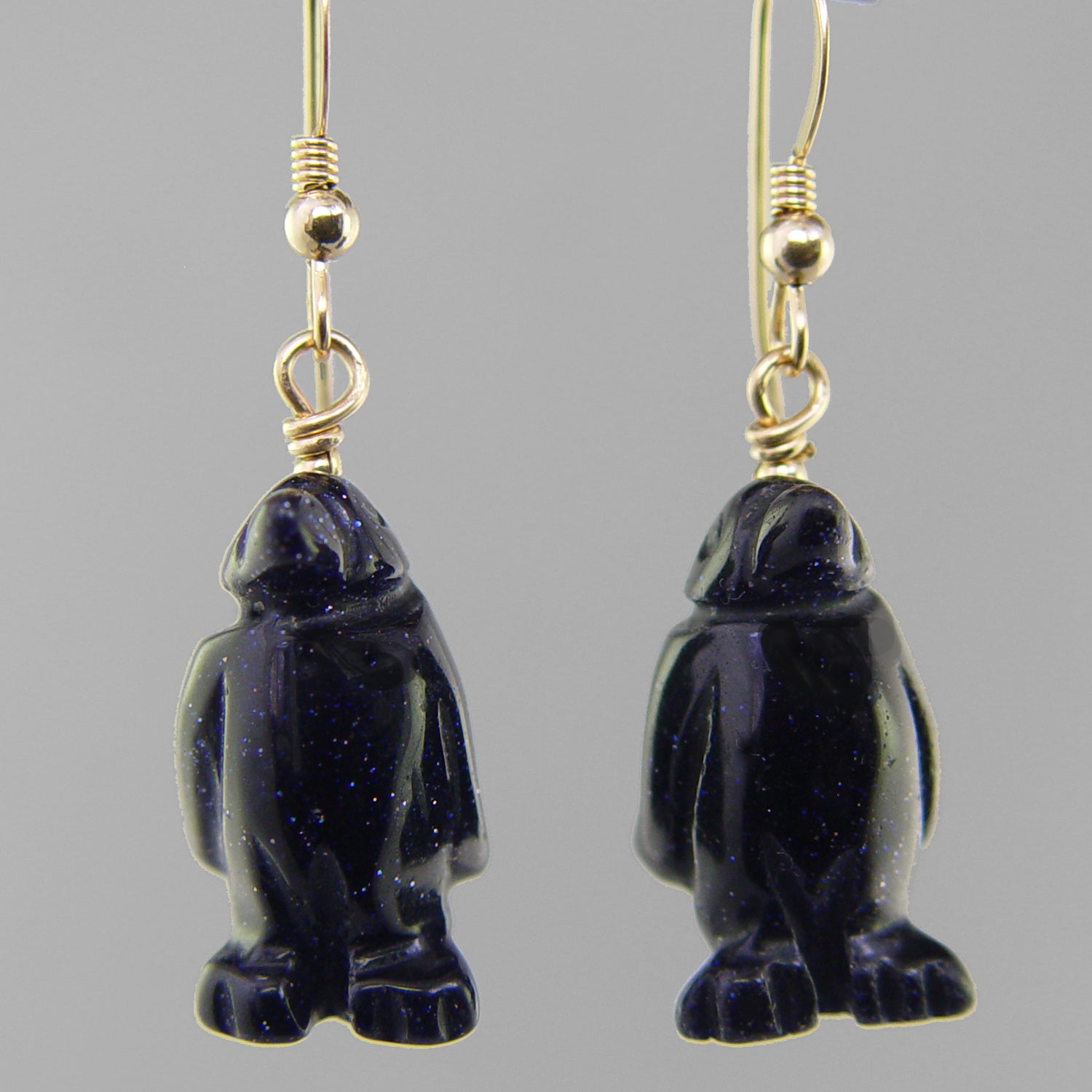 Blue Goldstone Penguin Earrings